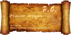 Platzer Orfeusz névjegykártya